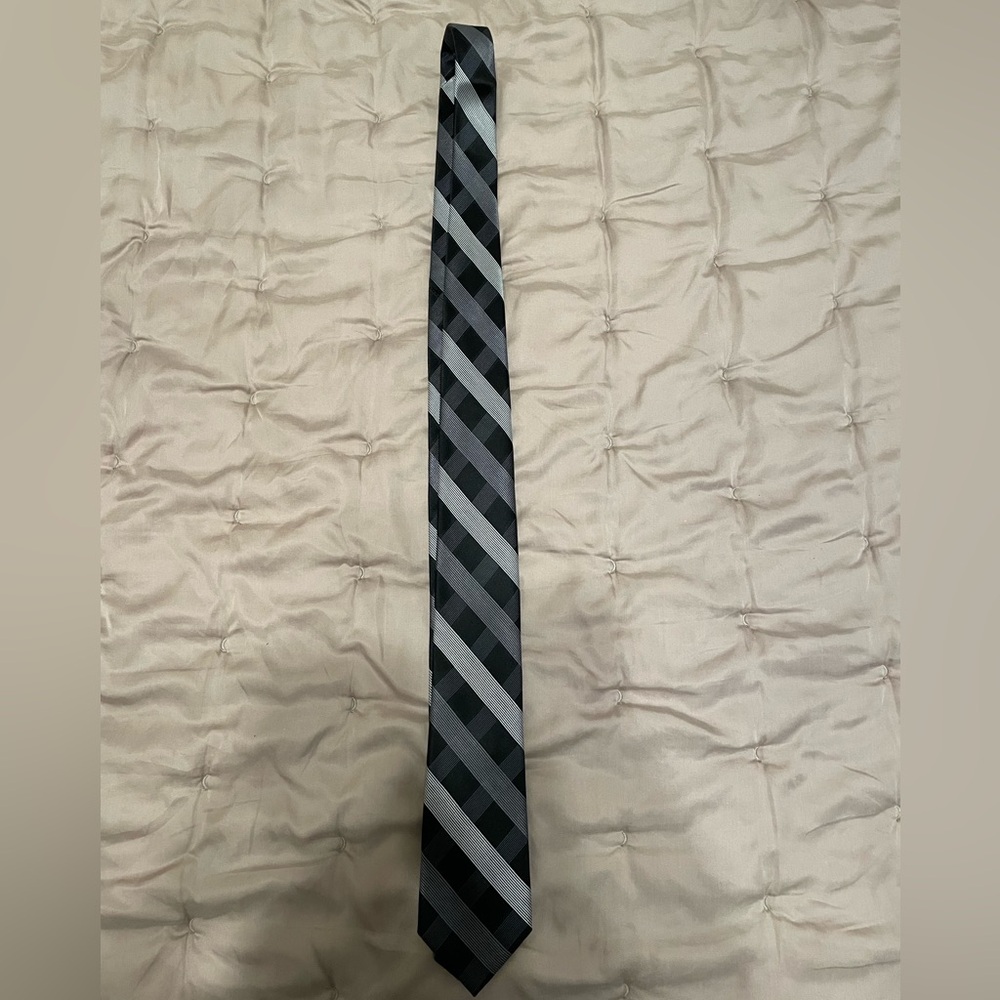 Black and Gray Striped Tie